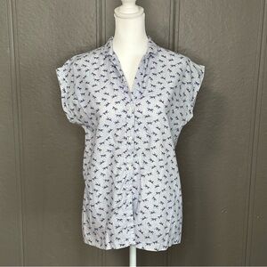 Vintage Inner Visions by Ship ‘n Shore Blue Horse Print Sleeveless Blouse